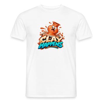 Clay Happens – Tonkunst Humor Shirt - Männer T-Shirt - Weiß - Vorne - AI Model Male 178 dark (178cm)