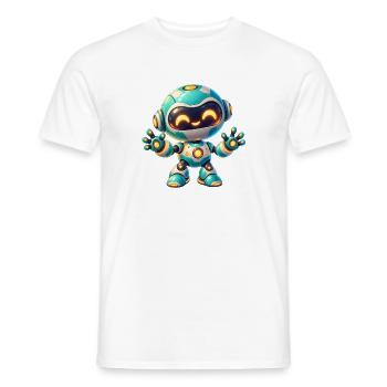 Fröhlicher Tech-Roboter Cartoon - Männer T-Shirt - Weiß - Vorne - AI Model Male 178 dark (178cm)