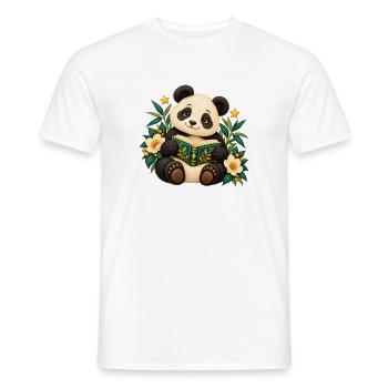 Panda-Leser unter Blumen - Männer T-Shirt - Weiß - Vorne - AI Model Male 178 dark (178cm)