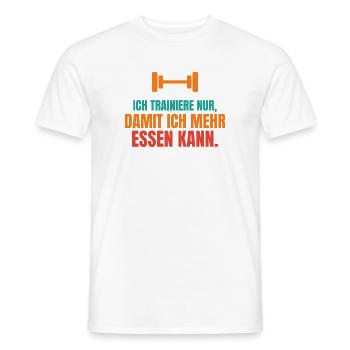 Ich trainiere nur, damit ich mehr essen kann - Männer T-Shirt - Weiß - Vorne - AI Model Male 178 dark (178cm)