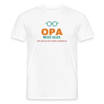 Opa weiß alles – und was nicht, erfindet er - Männer T-Shirt - Weiß - Vorne - AI Model Male 178 dark (178cm)