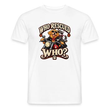 Wer hat wen auf dem Motorrad gerettet - Männer T-Shirt - Weiß - Vorne - AI Model Male 178 dark (178cm)