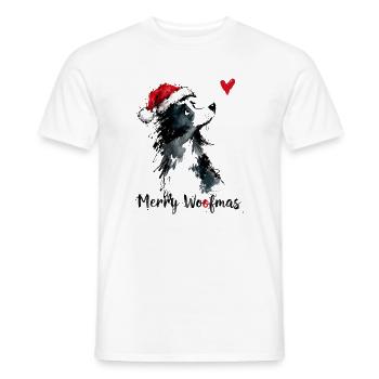 Border Collie Weihnachtsmütze Merry Woofmas Herz - Männer T-Shirt - Weiß - Vorne - AI Model Male 178 dark (178cm)