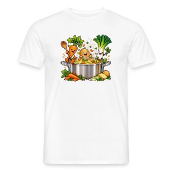 Fröhliche Gemüsefreunde kochen Suppe  - Männer T-Shirt - Weiß - Vorne - AI Model Male 178 dark (178cm)