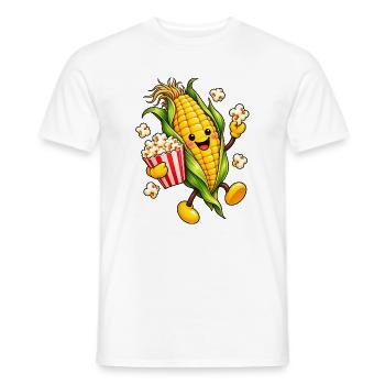 Fröhlicher Maiskolben mit Popcorn - Männer T-Shirt - Weiß - Vorne - AI Model Male 178 dark (178cm)