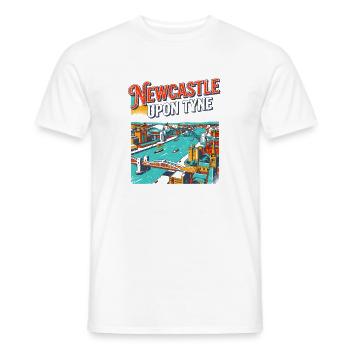 Vintage Newcastle Upon Tyne City Skyline - Männer T-Shirt - Weiß - Vorne - AI Model Male 178 dark (178cm)