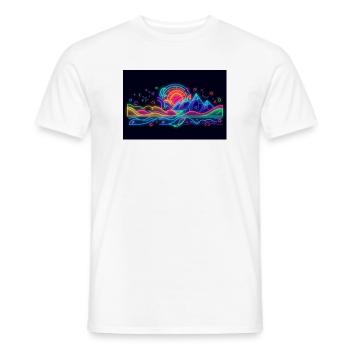Retro Neon Neonlandschaft Berg & Sonne - Männer T-Shirt - Weiß - Vorne - AI Model Male 178 dark (178cm)