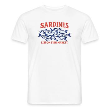 Vintage Lissabonner Fischmarkt Sardinen Portugal - Männer T-Shirt - Weiß - Vorne - AI Model Male 178 dark (178cm)