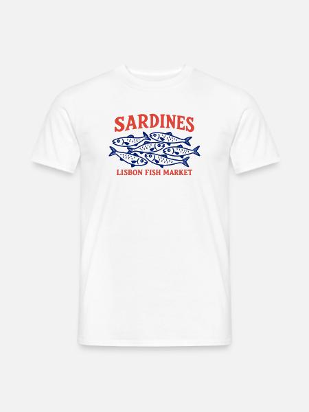 Vintage Lissabonner Fischmarkt Sardinen Portugal - Männer T-Shirt - Weiß