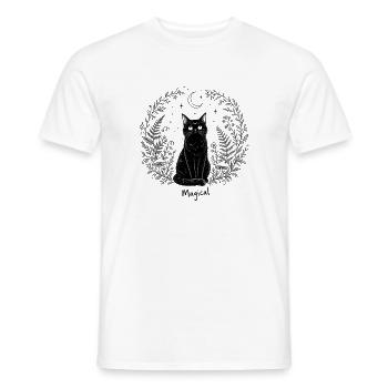Schwarze Katze Magical Mond Mystisch Cottagecore - Männer T-Shirt - Weiß - Vorne - AI Model Male 178 dark (178cm)