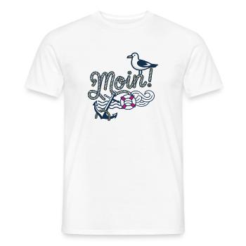 Moin mit_Moewe_und_Anker - Männer T-Shirt - Weiß - Vorne - AI Model Male 178 dark (178cm)