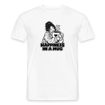 Glück in einer Tasse – Gemütlicher Kaffeeliebhaber umarmt ein C - Männer T-Shirt - Weiß - Vorne - AI Model Male 178 dark (178cm)