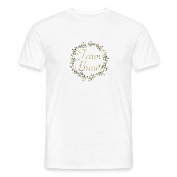 Team Braut mit Blumenkranz goldener Schriftzug - Männer T-Shirt - Weiß - Vorne - AI Model Male 178 dark (178cm)