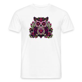 Gotische Blumen-Zuckerschädel-Eule | Pyrenees Line Labor - Männer T-Shirt - Weiß - Vorne - AI Model Male 178 dark (178cm)