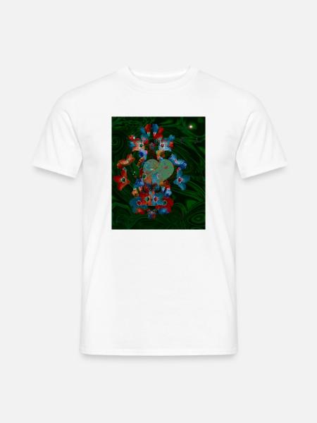 Märchenhaftes Design mit Herz und Blüten - Männer T-Shirt - Weiß