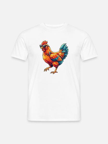 Poly Stil Cooles Huhn - Männer T-Shirt - Weiß