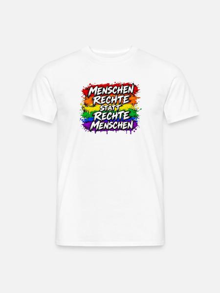 Menschenrechte statt Rechte Menschen - Männer T-Shirt - Weiß