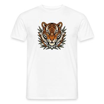 Tiger Kopf Bambus Muster Asien Raubkatze Shirt - Männer T-Shirt - Weiß - Vorne - AI Model Male 178 dark (178cm)