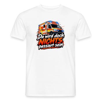 Rettungswagen Humor: NICHTS passiert - Männer T-Shirt - Weiß - Vorne - AI Model Male 178 dark (178cm)