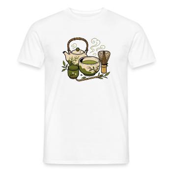 Japanisches Tee Set Matcha Besen Zen Vektor Shirt - Männer T-Shirt - Weiß - Vorne - AI Model Male 178 dark (178cm)