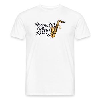 Saxophonist Jazzmusiker Saxophonist Kunst - Männer T-Shirt - Weiß - Vorne - AI Model Male 178 dark (178cm)