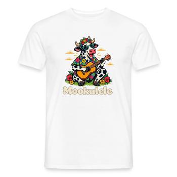 Mookulele lustige Kuh spielt Ukulele-Musiker - Männer T-Shirt - Weiß - Vorne - AI Model Male 178 dark (178cm)