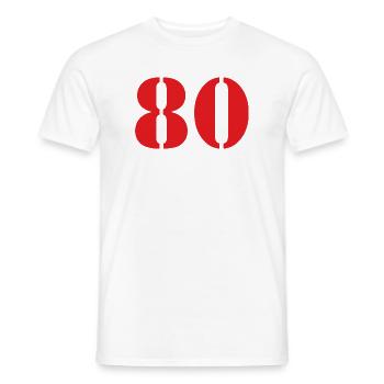 80. 80 JAHRE. 80. JUBILÄUM. 80-JAHRES-JUBILÄUM. - Männer T-Shirt - Weiß - Vorne - AI Model Male 178 dark (178cm)