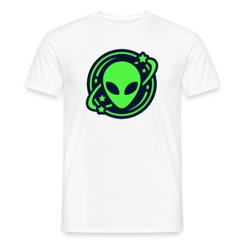 Alien Kopf Weltraum Logo - Männer T-Shirt - Weiß - Vorne - AI Model Male 178 dark (178cm)