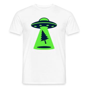 Ufo Entfuehrung Wald Logo - Männer T-Shirt - Weiß - Vorne - AI Model Male 178 dark (178cm)