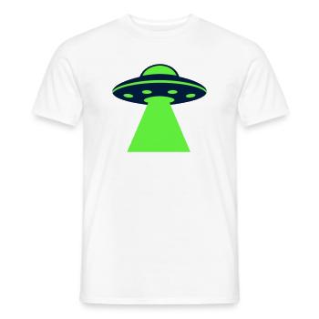 Ufo Alien Raumschiff Grafik - Männer T-Shirt - Weiß - Vorne - AI Model Male 178 dark (178cm)