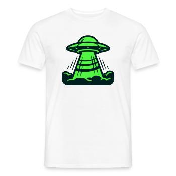 Ufo Start Landung Grafik - Männer T-Shirt - Weiß - Vorne - AI Model Male 178 dark (178cm)