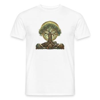 Zahnradbaum und Wurzeln - Männer T-Shirt - Weiß - Vorne - AI Model Male 178 dark (178cm)