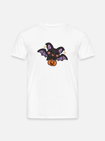 Süße Fledermaus mit Süßigkeiten - Männer T-Shirt - Weiß