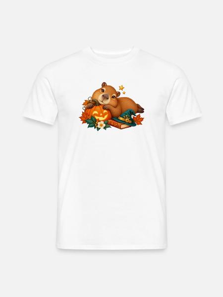 Capybara Halloween Kürbis Verspielter Stil - Männer T-Shirt - Weiß