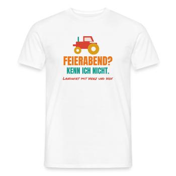 Feierabend? Kenn ich nicht. – Landwirt Spruch - Männer T-Shirt - Weiß - Vorne - AI Model Male 178 dark (178cm)