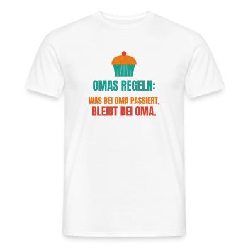Omas Regeln: Was bei Oma passiert, bleibt bei Oma - Männer T-Shirt - Weiß - Vorne - AI Model Male 178 dark (178cm)