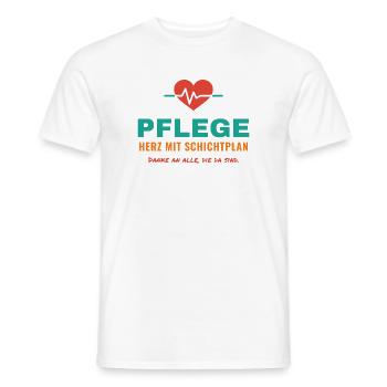 Pflege – Herz mit Schichtplan - Männer T-Shirt - Weiß - Vorne - AI Model Male 178 dark (178cm)
