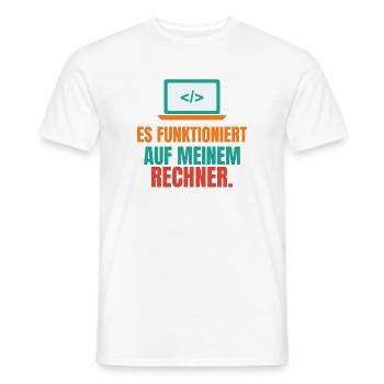 Es funktioniert auf meinem Rechner – IT Spruch - Männer T-Shirt - Weiß - Vorne - AI Model Male 178 dark (178cm)