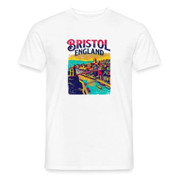 Retro Bristol England Cityscape Skyline Art - Männer T-Shirt - Weiß - Vorne - AI Model Male 178 dark (178cm)