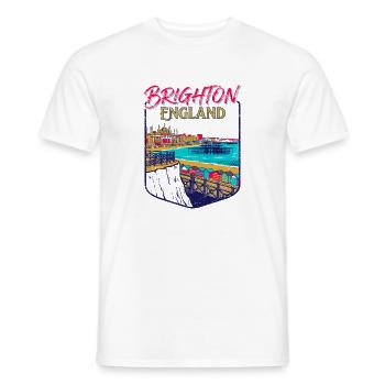 City Vintage Brighton England Coastal Skyline - Männer T-Shirt - Weiß - Vorne - AI Model Male 178 dark (178cm)