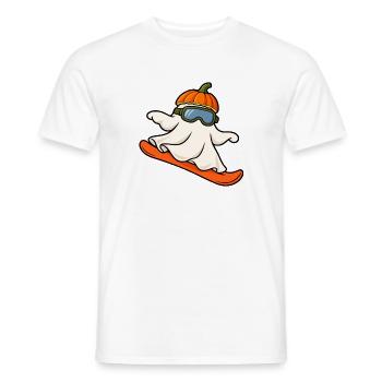 Geist auf dem Snowboard. Halloween im Schnee - Männer T-Shirt - Weiß - Vorne - AI Model Male 178 dark (178cm)