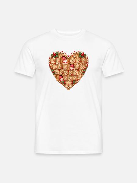 Lebkuchenherz Adventskalender mit Wichteln - Männer T-Shirt - Weiß
