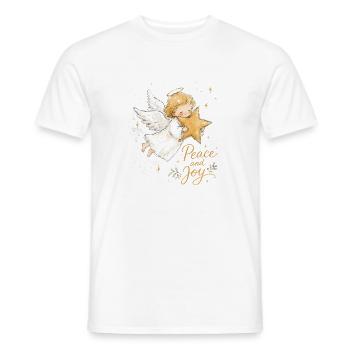Aquarell Weihnachtsengel mit Stern - Männer T-Shirt - Weiß - Vorne - AI Model Male 178 dark (178cm)