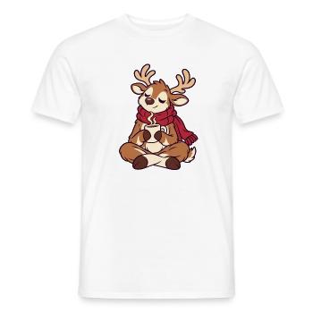 Winterkuschel Rentier mit Tee - Männer T-Shirt - Weiß - Vorne - AI Model Male 178 dark (178cm)