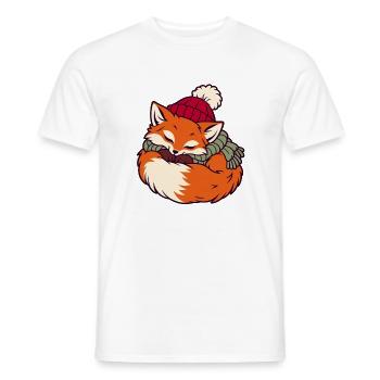 Schlafender Fuchs im Schal - Männer T-Shirt - Weiß - Vorne - AI Model Male 178 dark (178cm)