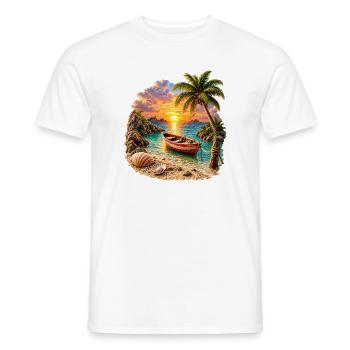 Tropisches Sonnenuntergangsboot bei Palm Beach - Männer T-Shirt - Weiß - Vorne - AI Model Male 178 dark (178cm)