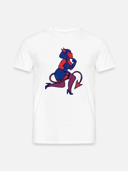 Crimson Devil Pinup - Männer T-Shirt - Weiß
