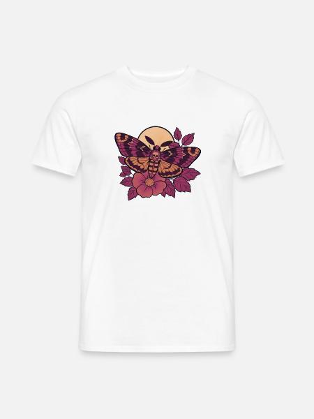 Schädelmotten-Mond-Floral - Männer T-Shirt - Weiß