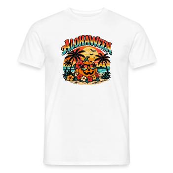 Alohaween Tropical Halloween – Lustiger Kürbis - Männer T-Shirt - Weiß - Vorne - AI Model Male 178 dark (178cm)