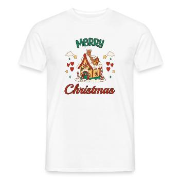 Merry Christmas Lebkuchenhaus Retro Geschenk - Männer T-Shirt - Weiß - Vorne - AI Model Male 178 dark (178cm)
